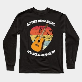 Retro Acoustic Guitar Plectrum Graphic Design and Guitarist Long Sleeve T-Shirt